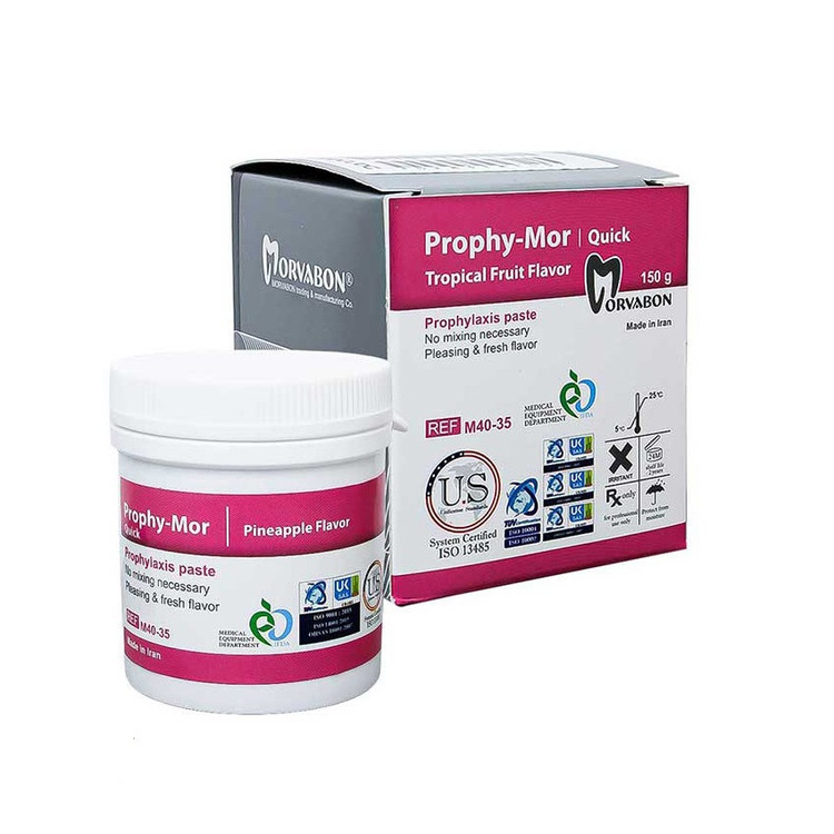 خمیر جرمگیری مروابن ۱۵۰ گرمی | Marvabon Prophylaxis Paste 150g | قوطی سفید با برچسب Marvabon مخصوص جرمگیری و پولیش حرفهای دندان | مناسب استفاده با برس و رابر کاپ | panamal.ir