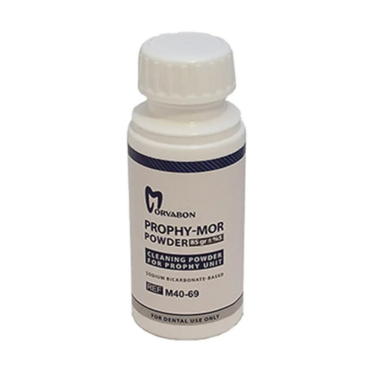 پودر ایرفلو ProphyMore مروابن ۱۳۰ گرمی | Marvabon ProphyMore Airflow Powder 130g | بسته سفید-آبی، مناسب دستگاه جرمگیر Airflow، فاقد سدیم و مناسب بیماران قلبی | panamal.ir