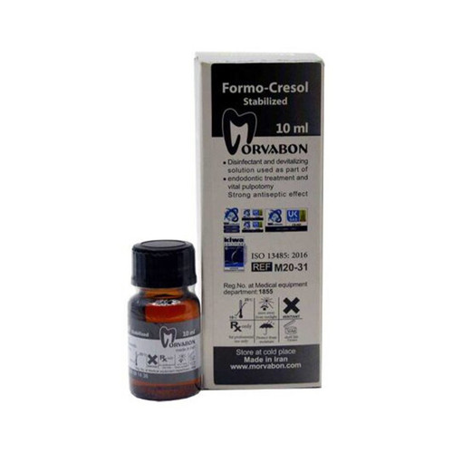 محلول فرموکرزول ۱۰ میل مروابن – بطری شیشهای کوچک با قطرهچکان، برچسب فارسی و هولوگرام اصالت | Marvabon Formocresol Solution 10ml | مخصوص پالپوتومی دندان شیری | panamal.ir