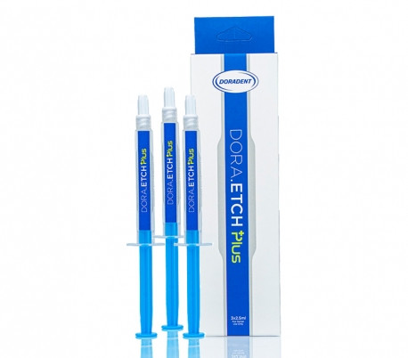 ژل اسید اچ ۳۵% دورادنت Dora.Etch Plus – بسته سه عددی سرنگ ۲.۵ میلیلیتری با رنگ آبی آسمانی و لیبل DoraDent | panamal.ir