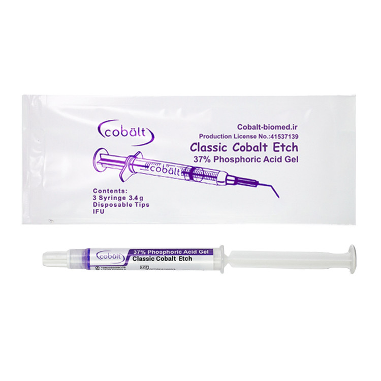 اسید اچ سیلیکایی کبالت | سرنگ آبی یا سبز حاوی ژل اچ با برچسب Cobalt و سر اپلیکاتور جهت مصرف بالینی | مخصوص اچ سطح دندان و آمادهسازی ترمیم | panamal.ir