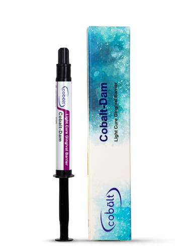 رزین محافظ لثه کبالت | سرنگ حاوی رزین صورتی یا سفید با برچسب کبالت | محافظت از لثه حین بلیچینگ و فلوراید تراپی | panamal.ir