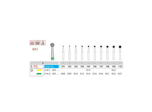 فرز رند دندانپزشکی دیاتیز کد 801 | DiatitZ Round Bur 801 | panamal.ir