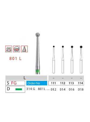 فرز رند بلند دندانپزشکی دیاتیز کد 801L | DiatitZ Round Bur 801L | panamal.ir