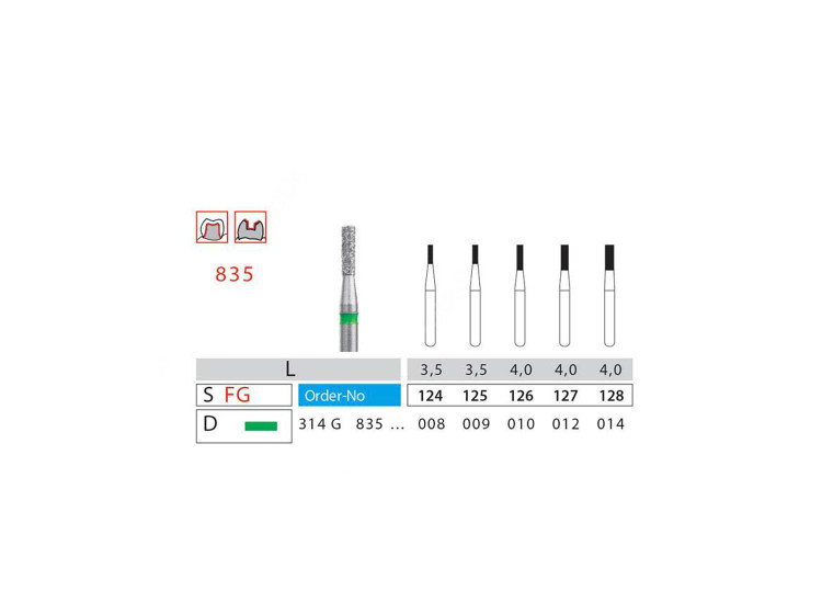 فرز فیشور فوق ظریف دیاتیز کد 835 | DiatitZ Ultra Fine Fissure Bur 835 | panamal.ir