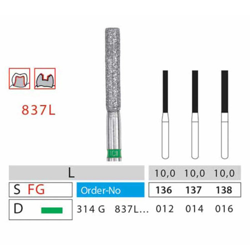 فرز فیشور بلند دیاتیز کد 837L | DiatitZ Fissure Long Bur 837L | panamal.ir