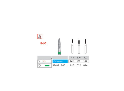 فرز فلیم کوتاه دیاتیز کد 860 | فرز شعلهای کوتاه دندانپزشکی Short Flame DiatitZ | panamal.ir