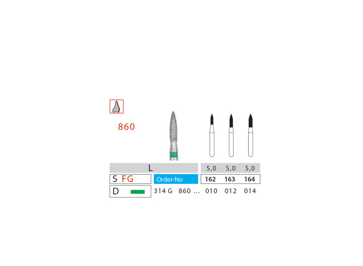 فرز فلیم کوتاه دیاتیز کد 860 | فرز شعلهای کوتاه دندانپزشکی Short Flame DiatitZ | panamal.ir