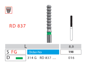 فرز سر موج دار دیاتیز کد 837 RD | فرز پرداخت دندانپزشکی اصل DiatitZ | panamal.ir