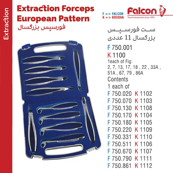 فورسپس ساده بزرگسال فالکن برای کشیدن دندان | ابزار جراحی دندانپزشکی | panamal.ir