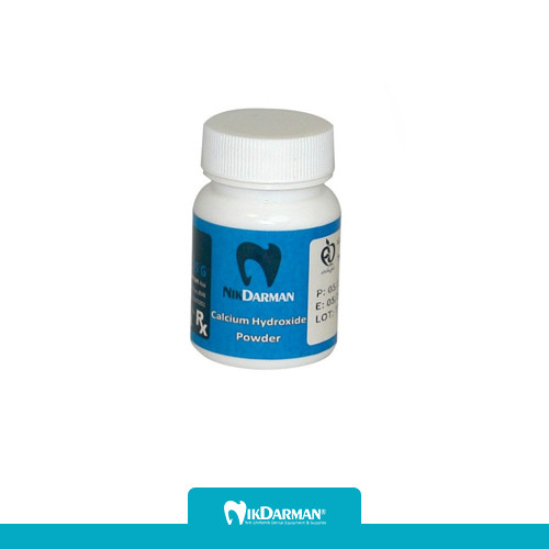قوطی پودر کلسیم هیدروکساید نیک درمان، نمای سفید و بهداشتی