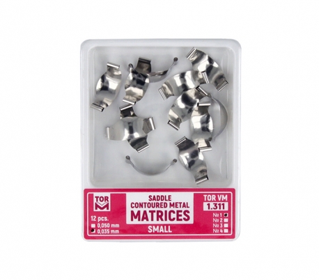 ماتریس زین اسبی TORVM از جنس فولاد ضدزنگ با فرم منحنی برای ایجاد تماس دقیق بین دندانی