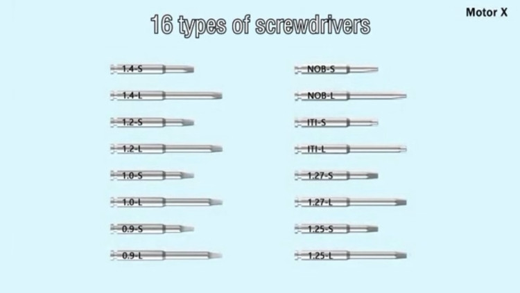 ست ۱۶ عدد سری پیچگوشتی تیتانیومی برای موتور ایمپلنت Motor X Smart panamal.ir