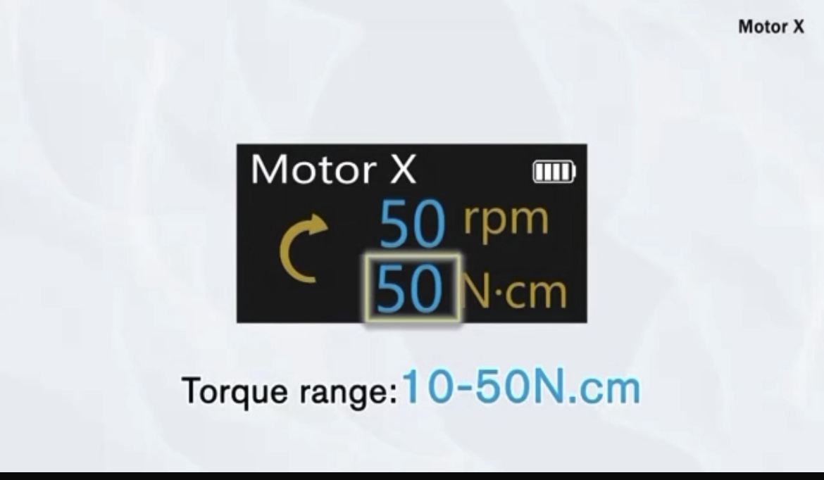 نمایشگر LCD رنگی موتور ایمپلنت بی‌سیم Motor X Smart با نمایش Torque عدد ۵۰  panamal.ir Ncm